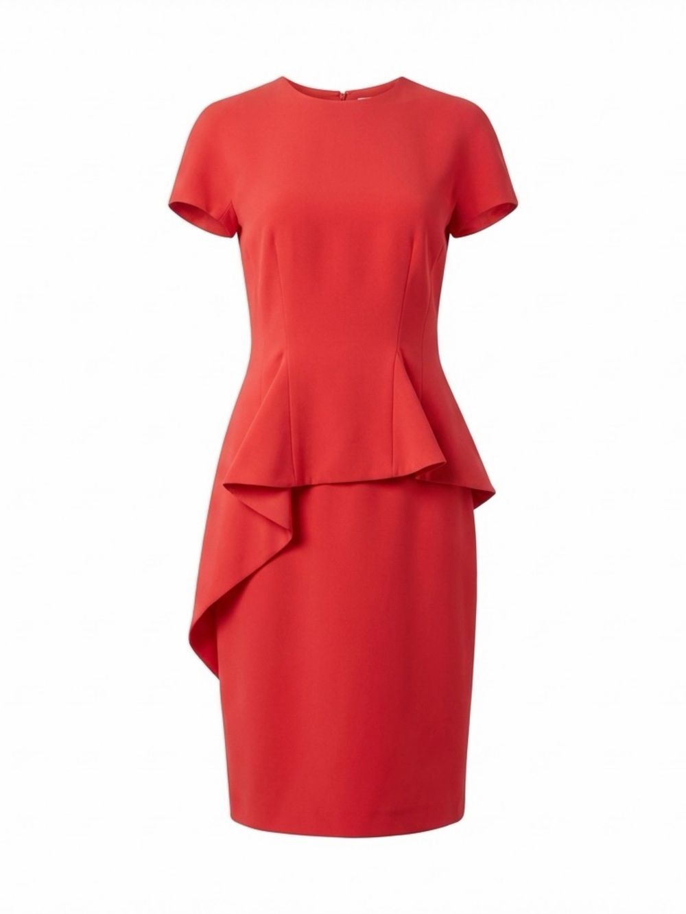 Christian Dior Raf Simons F/W 2013-14 Red Peplum Wool Silk Dress Size 6